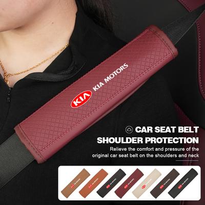 Leather Car Safety Belt Cover Protector Pads Accessories For Ceed Sportage Rio K5 K2 Optima Cerato Venga Sedona