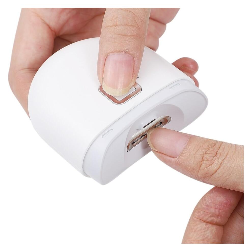 Electric Nail Clipper with LED Light, Automatic Nail Trimmer for Manicure, White Compact Design