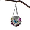 Outdoor Solar Powered Lantern Warm Light Metal Hollow Pendant Light with Chain Decorative Hanging Light for Outdoor Decor