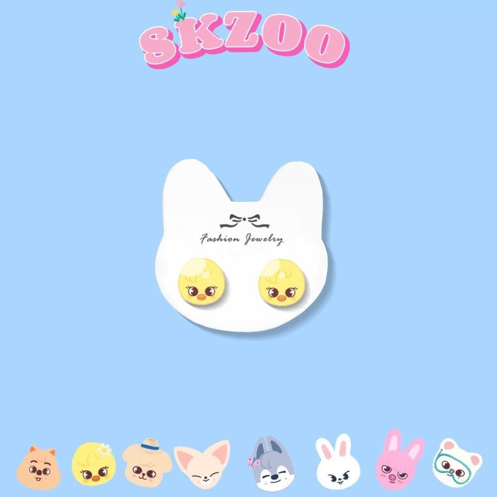 Skzoo auf Lager Stray Kids Skzoo Cartoon Ohrringe 925 Silber Hypoallergen Ohrstecker Mode Kpop Merch