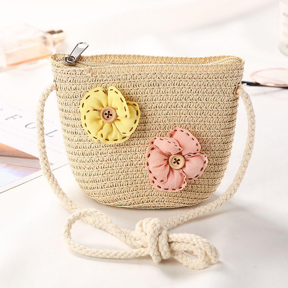 Mini Fashion Handmade Girls Summer Children Weaving Bag Shoulder Bag Handbags Straw Beach Bag