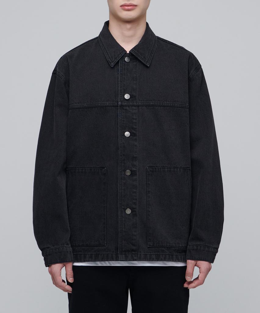 Musinsa Standard Relaxed Denim Chore Jacket [Washed Black]