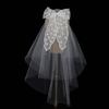 Flower Girl Veil Lace Bow Hair Wedding Headpeice White Sheer Simple Covering