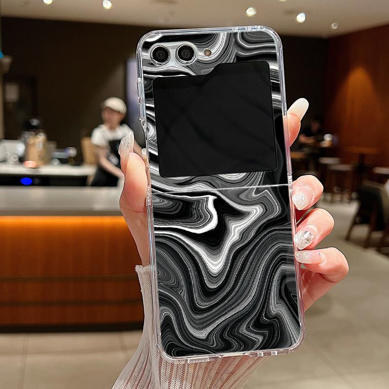 For Samsung Galaxy Z Flip 7 6 5 4 3 Case Watercolor Marble Pattern Hard Clear Folding Cover For Samsung Z Flip6 Flip5 Flip7