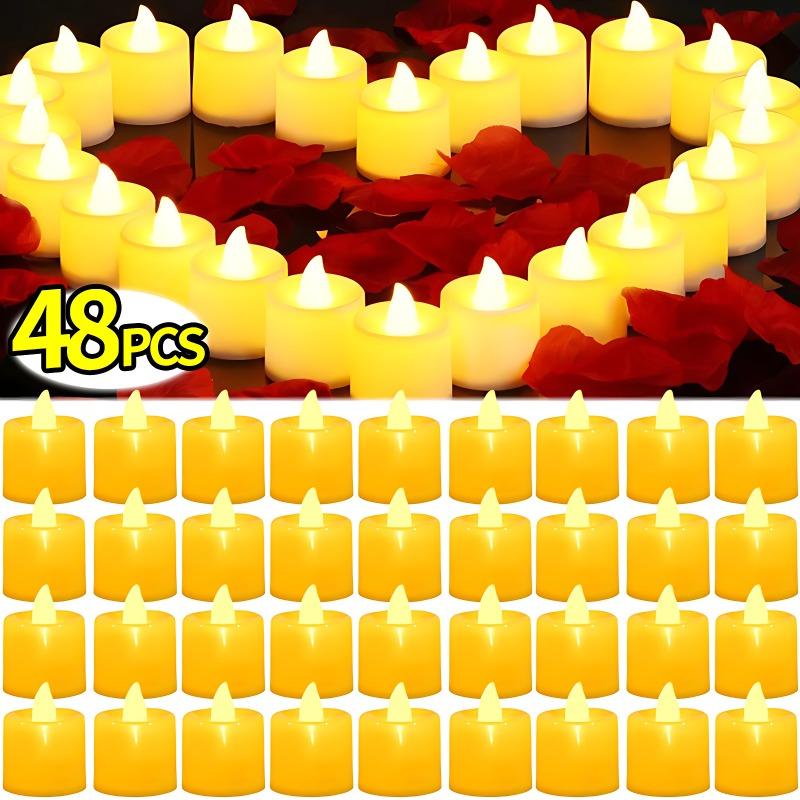 1/48PCS Flameless Led Candle Christmas Wedding Party Decoration Table Lamp Heart-shape Electronic Battery-Power Tealight Candles