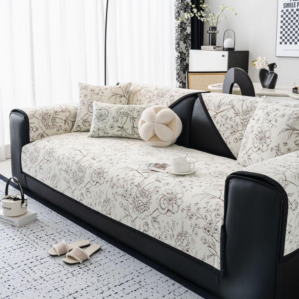 Plum Blossom Sofa Covers Living Room Anti-slip Couch Furniture Protection Cover Universal Chenille Peony Sofa Slipcover