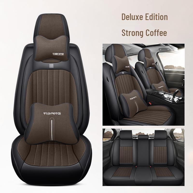 Cross-Border Universal Leather Car Seat Cover Set - Four Seasons, Five-Seater, Full Cushion.