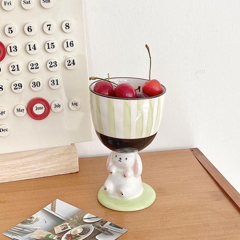 Niedlicher Rosa Hase Basis Trinkgeschirr Keramik Kreativ Cartoon Häschen Niedliche Wasser Tasse Dessert Eis Schüssel Teetasse Kawaii Dropshipping