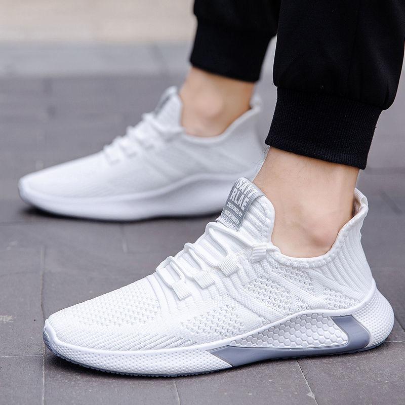 

Flying woven men s shoes new breathable mesh trendy shoes spring casual sports shoes men 44 белый