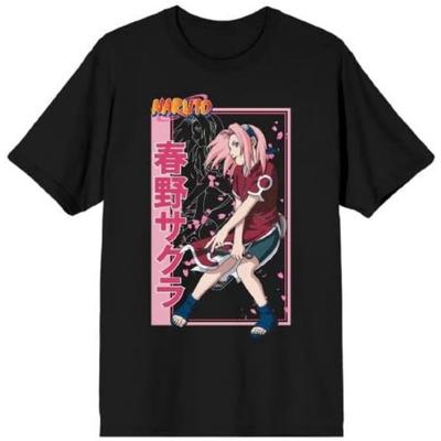 Męska czarna koszulka Naruto Sakura Haruno