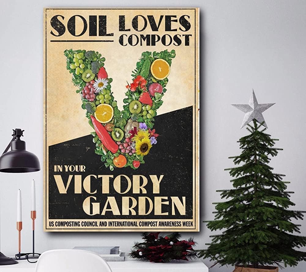 

Retro Metal Tin Sign Soil Love Compost in Your Victory Garden Fun Poster for Home Bar Restaurant Cafe Wall Decorataluminum 20x30cm（7.8x11.8inch）