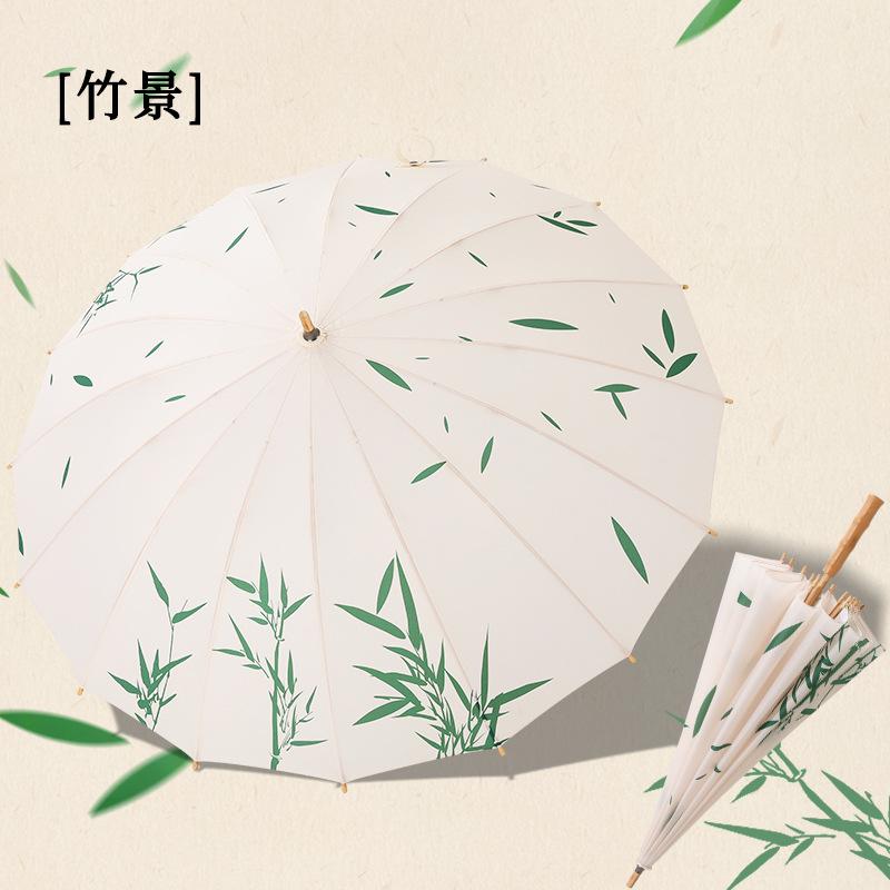 

Новый китайский модный зонт с 16 спицами, ручным открытием, бамбуковым соединением, прямым стержнем, зонт с длинной бамбуковой ручкой