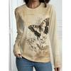 New Autumn Women's Long-Sleeved T-Shirt Casual T-Shirt Top T-Shirt Vintage Floral Pattern OverSize Women's Clothing