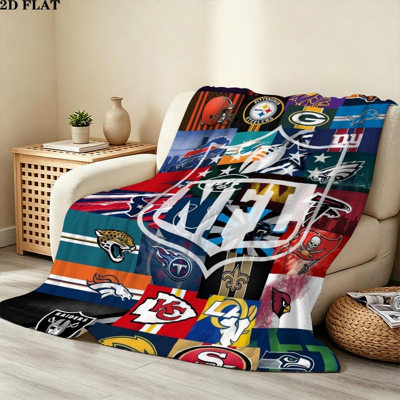 National Football League Print Flannel Blanket, High Quality Comfortable for All Seasons, Home Decor, Warmth and Comfort, Perfect for Christmas Gifts