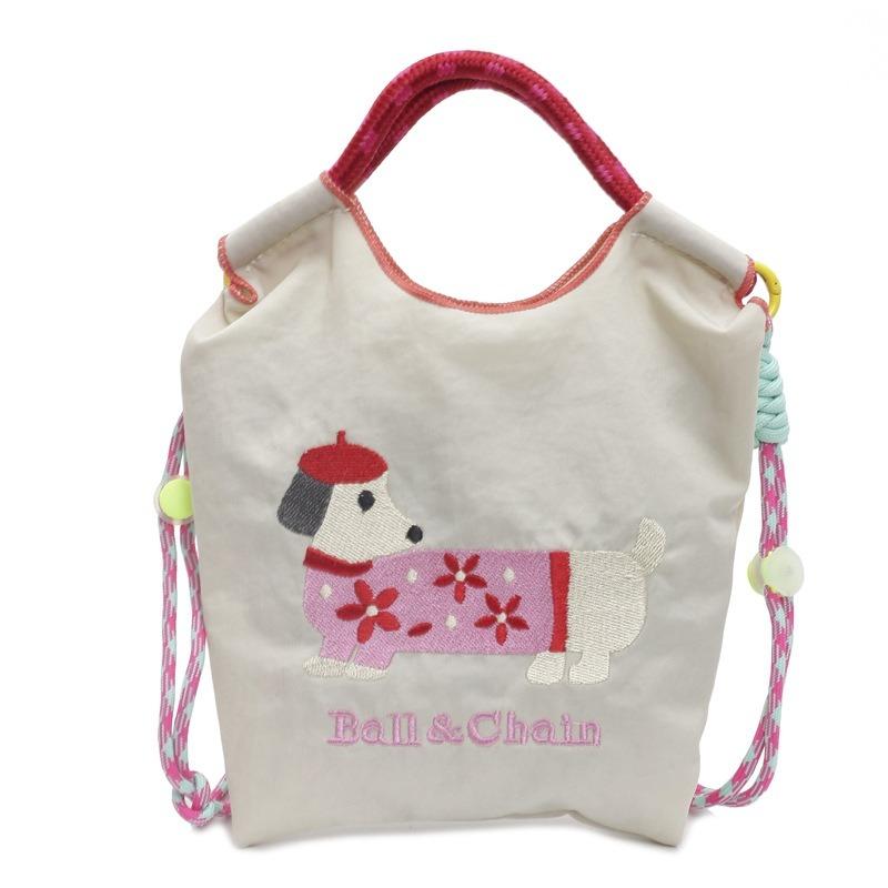 High round embroidered shopping bag, nylon waterproof tote bag, environmentally friendly folding portable shoulder bag.
