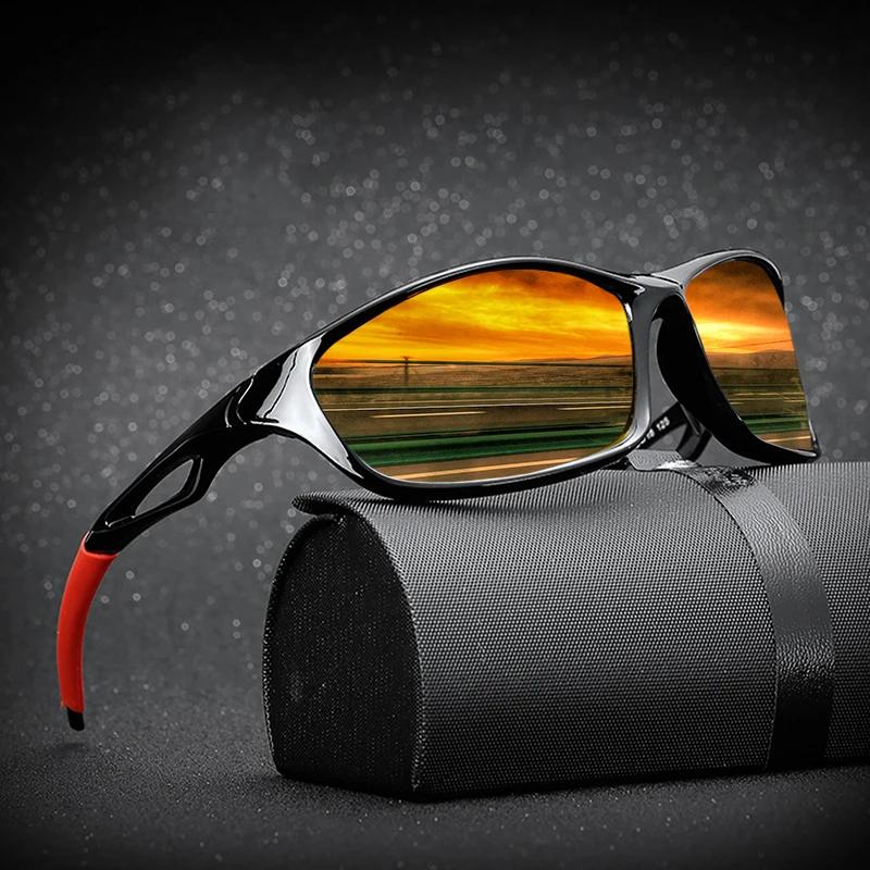 New Polarized Sunglasses Brand Designer Square Sports Sun Glasses for Men Driving Fishing Cycling Black Frame Goggle UV400