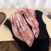 Temperament Versatile Simulation Silk Printed Silk Scarf Small Square Scarf Premium Shawl Sunscreen Neck Scarf Headscarf Female