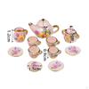 11 Pieces Mini Dollhouse Tea Set Ornament Kitchen Decorated Playset Ceramic Party Accessories