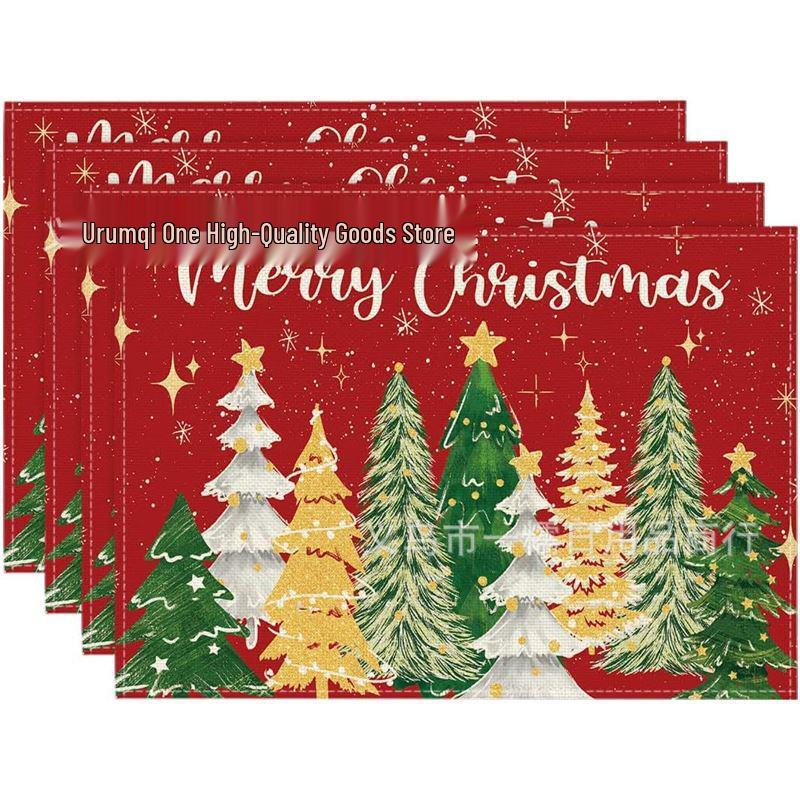 2024 Christmas Linen Table Mats - Washable, Stain-Resistant, Heat-Resistant with Snowflake & Santa Designs