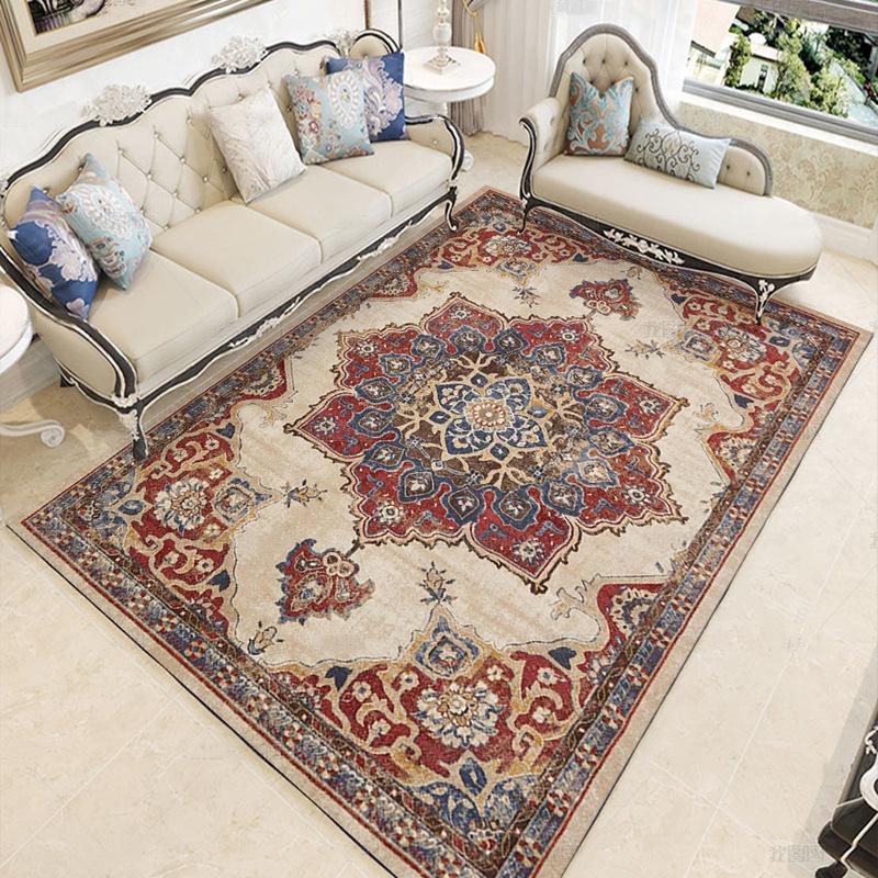 Retro Bohemian Style Carpet Home Large Area Anti Slip Sofa Coffee Table Decoration Carpet
