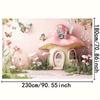 2D Magical Pink Mushroom Cottage Background for Kids Photoshoot & Events