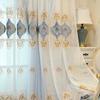 2PCS Cortinas bordadas de camada dupla de alta qualidade para quarto, cortinas blackout do chão ao teto, cortinas elegantes perfuradas para sala de estar