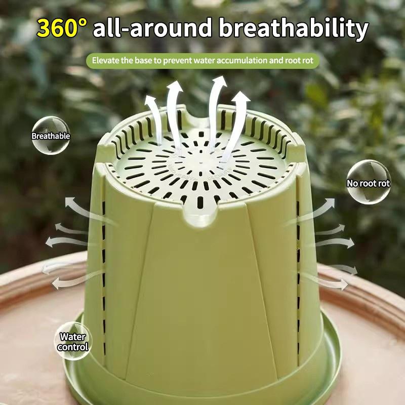Plastic Green Plant Flower Pot Thickened Resin Gallon Pot Balcony Planting Flower Pot Root Control Breathable Seedling Planters