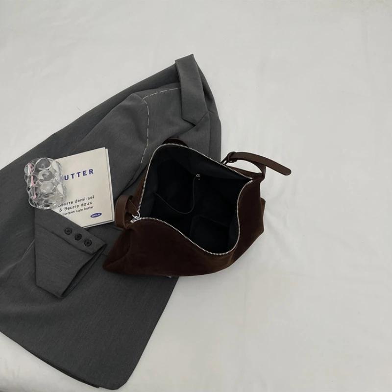 Vintage Women's Slouchy Frosted Suede New Fall/winter Shoulder Underarm Bag Simple Tote Bag Large Capacity Commuter Bag