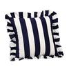 Decorative Ruffled Edge Cushion Case Soft Polyester Fabric Striped Pattern Home Accent Square Throw Pillow Cover