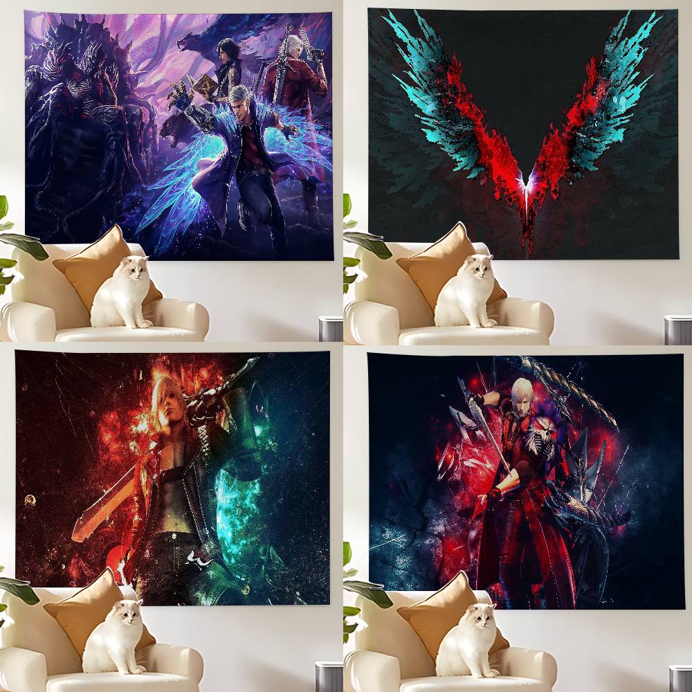 DDevil May Cry Tapestry Wall Hanging Tapestry Art Deco Blanket Curtain Hanging At Home Bedroom Living Room Decor