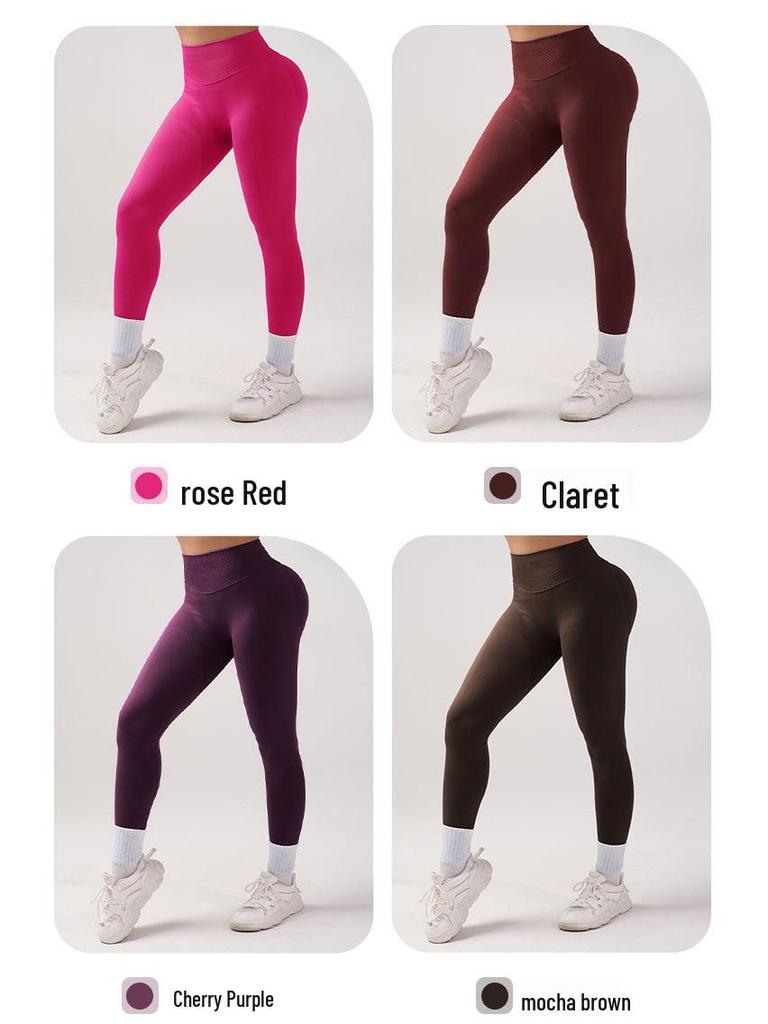 Dfyne Damskie Bezszwowe Trójsekcyjne Spodnie do Jogi z Wysokim Stanem, z Marszczeniem w Pasie i Designem Podnoszącym Biodra