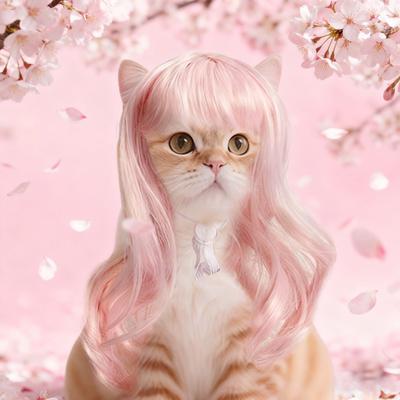 Wavy Dog Wig Cute Pet Wig with Adjustable Elastic Band Long Wavy Hair with Bangs Cat Hairpiece Costume for Cosplay Halloween Christmas Parties