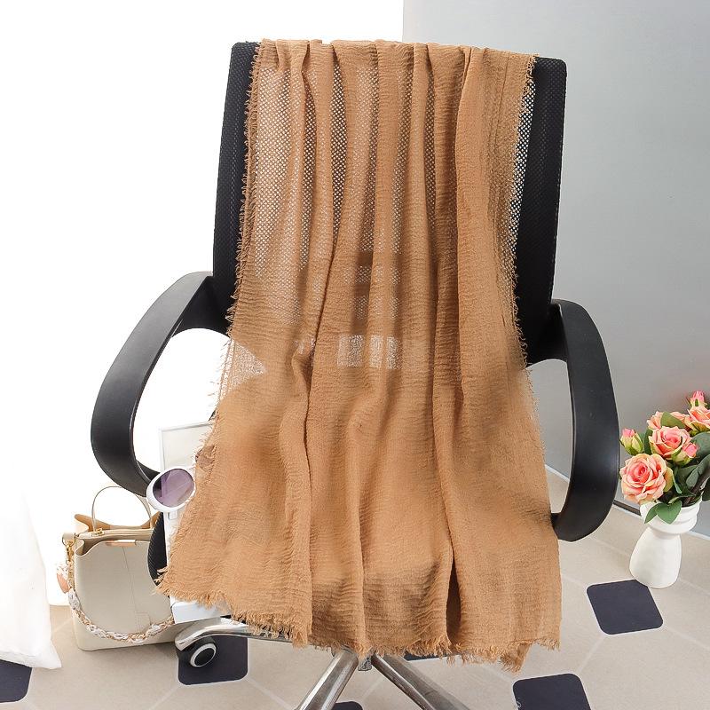 Women's Large Cotton & Linen Pure Color Scarf: Spring/Summer Muslim Headscarf, Beach Towel, Sunscreen Shawl