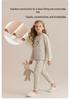 Baumwoll-Langunterwäsche-Set für Mädchen - Herbst/Winter Thermopyjama, Hauskleidung, Basisschicht für ältere Kinder