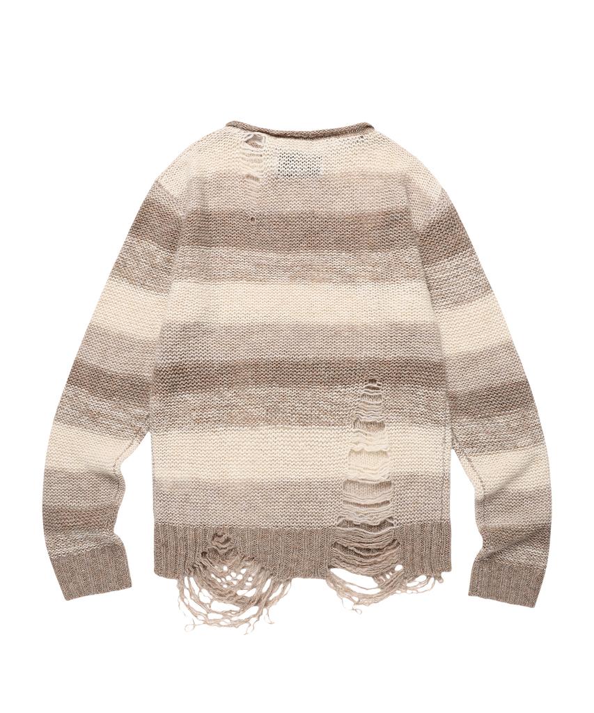 THEVINYLHOUSE Grunge Stripe Sweater Brown