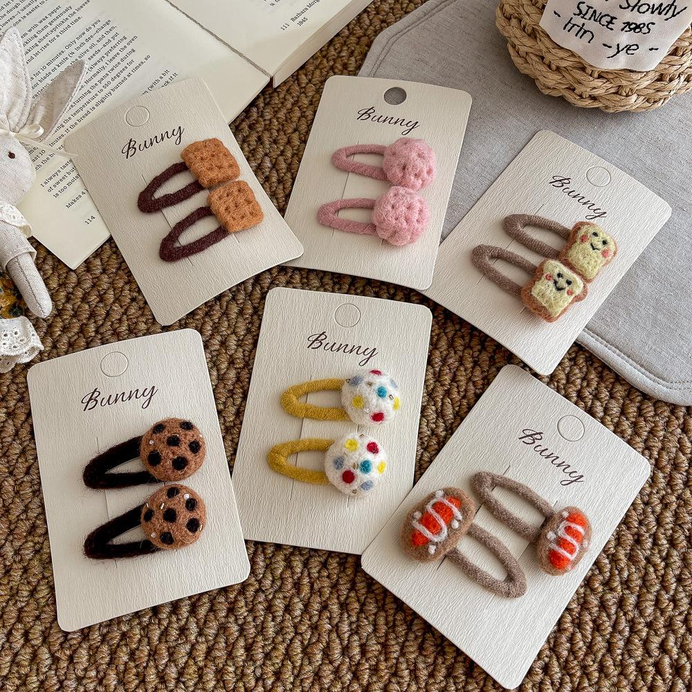 Wool Felt Cartoon Bread Slices Biscuits BB Clip Cute Bangs Side Clip Hairpin Funny Hair Clip Children's Hair Accessories