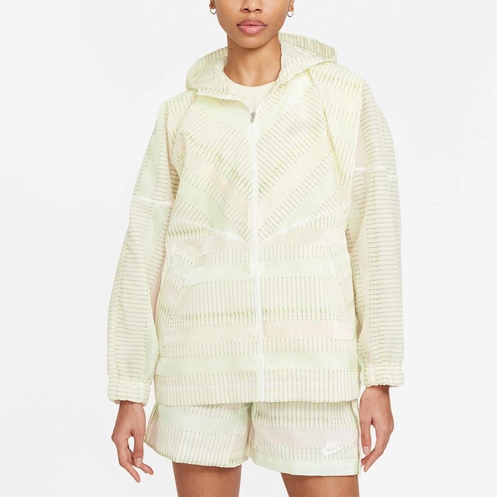 Nike Sportswear Hooded Striped Loose Jacket Women Outerwear Multicolor White CZ9246-902