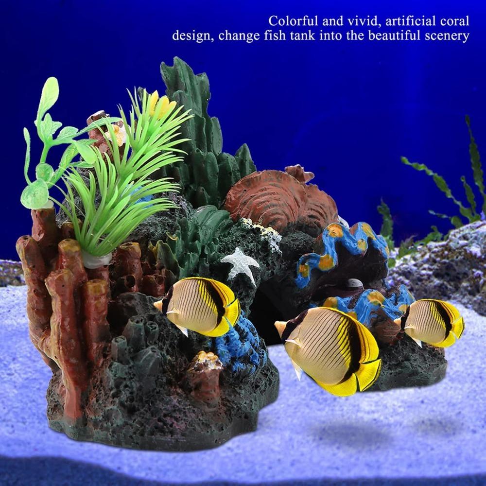 Resin Fish Tank Ornament Ocean Color Artificial Sea Plant Reef Aquarium Landscape Crab Shelter