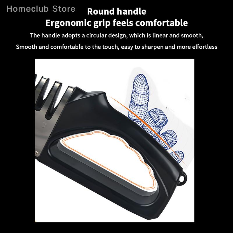 1Pc Knife Sharpener With Curved Handle 4 In 1 Professional Knife Accessories For Chefs Kitchen Blade & Scissors Sharpening Tool