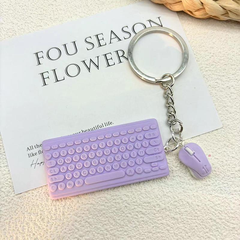 Creative Mini Keyboard Mouse Keychain Cute Simulation Key Ring Pendant School Bag Pendant Keychain Accessory Gift