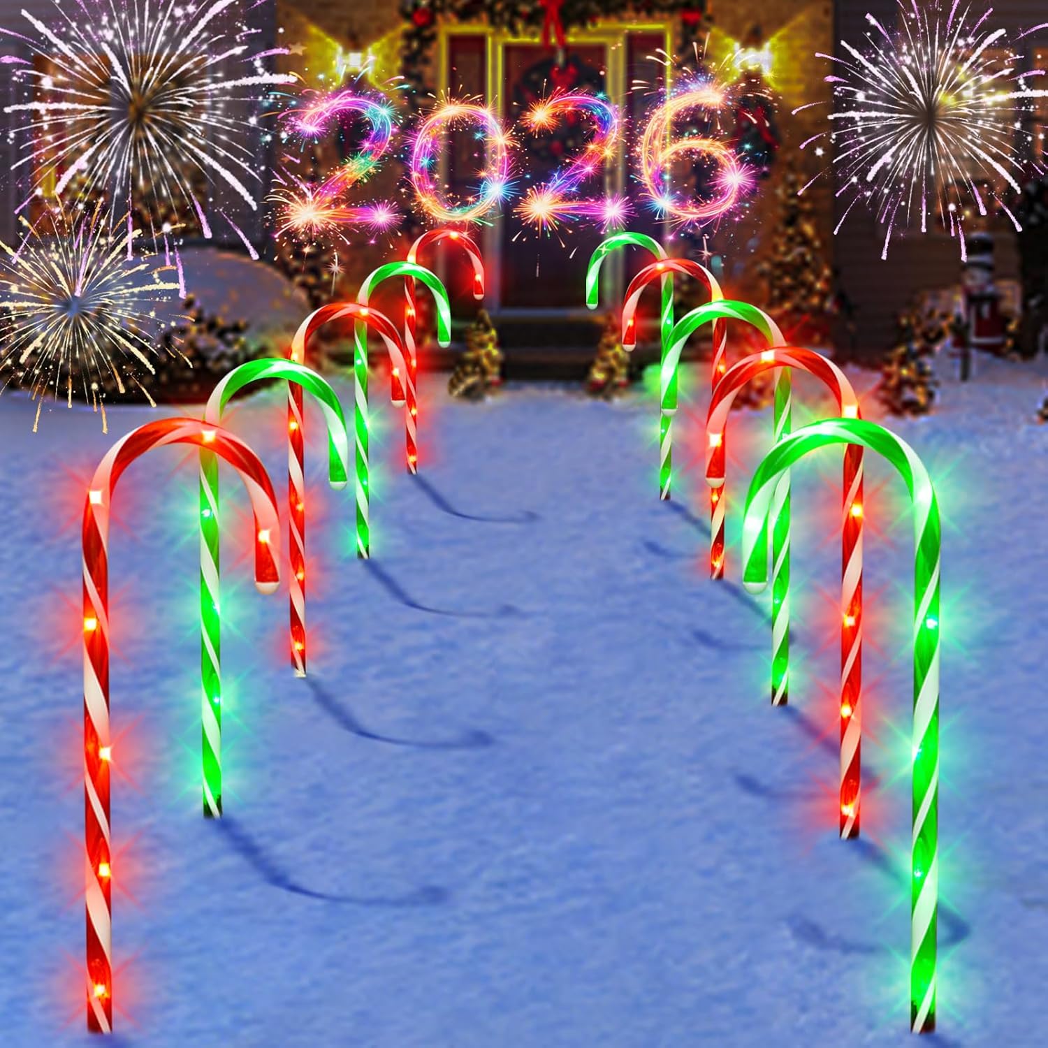

Christmas Decorations Outdoor, 10 Pcs Candy Cane Lights, 21 Solar Pathway Lights, Waterproof Garden Lights for Patio Yard Walkway Decorations