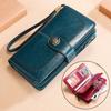 Genuine Leather RFID Women's Long Wallet with Wax Finish