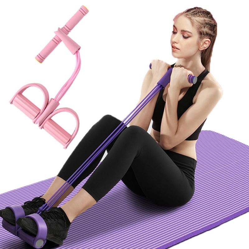 Multifunctional Tension Rope 4 Tube Design Gym Accessory Pedals Ankle Pullers for Training Leg Pulls Yoga Stretching