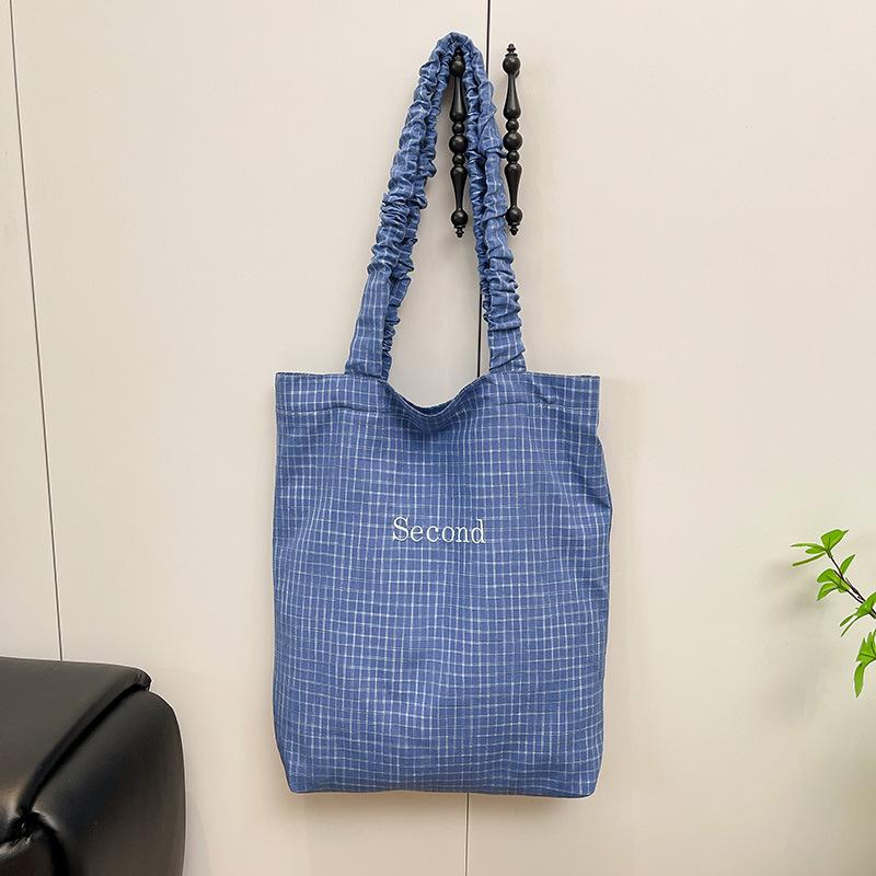 2025 spring and summer Korean casual shoulder bag pleated large-capacity bag lazy style foreign trend portable tote bag