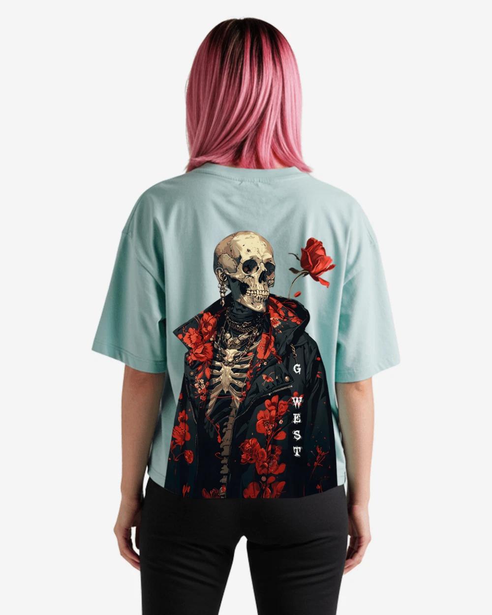 G West Oversized Skull & Rose T Shirt -WOMEN XL