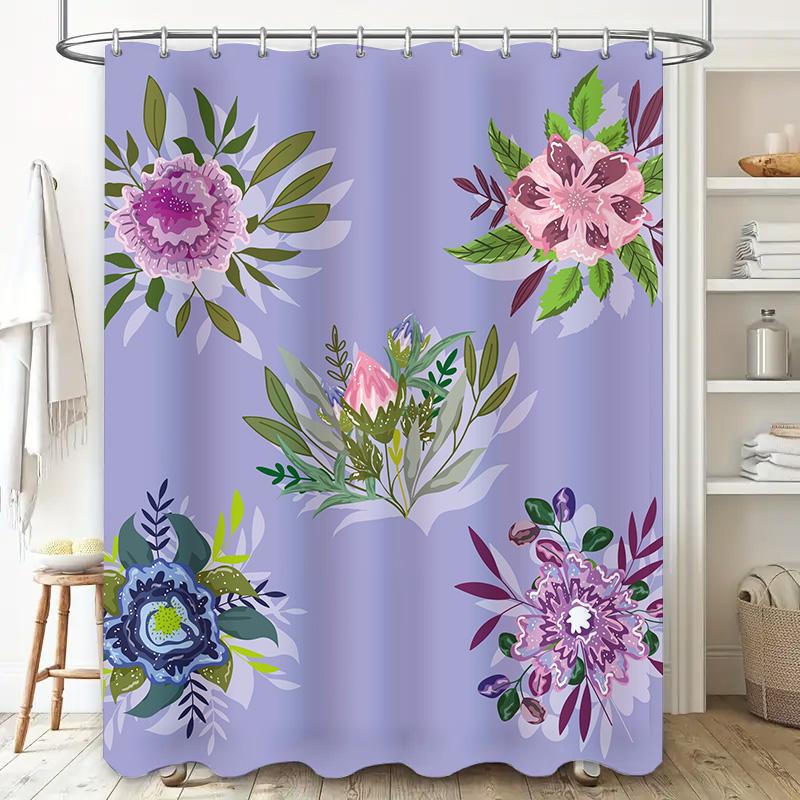 Luxury Floral Shower Curtain Set With Waterproof Fabric Perfect For Modern Bathrooms!
