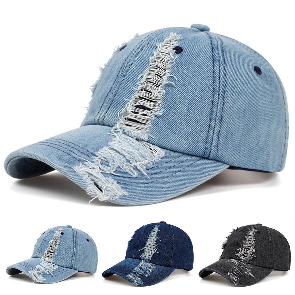 Neue perforierte Herren- und Damen-Wasch-Old-Denim-Entenschnabelmützen für Paare in Frühlings- und Herbstmode, Retro-Baseballkappen