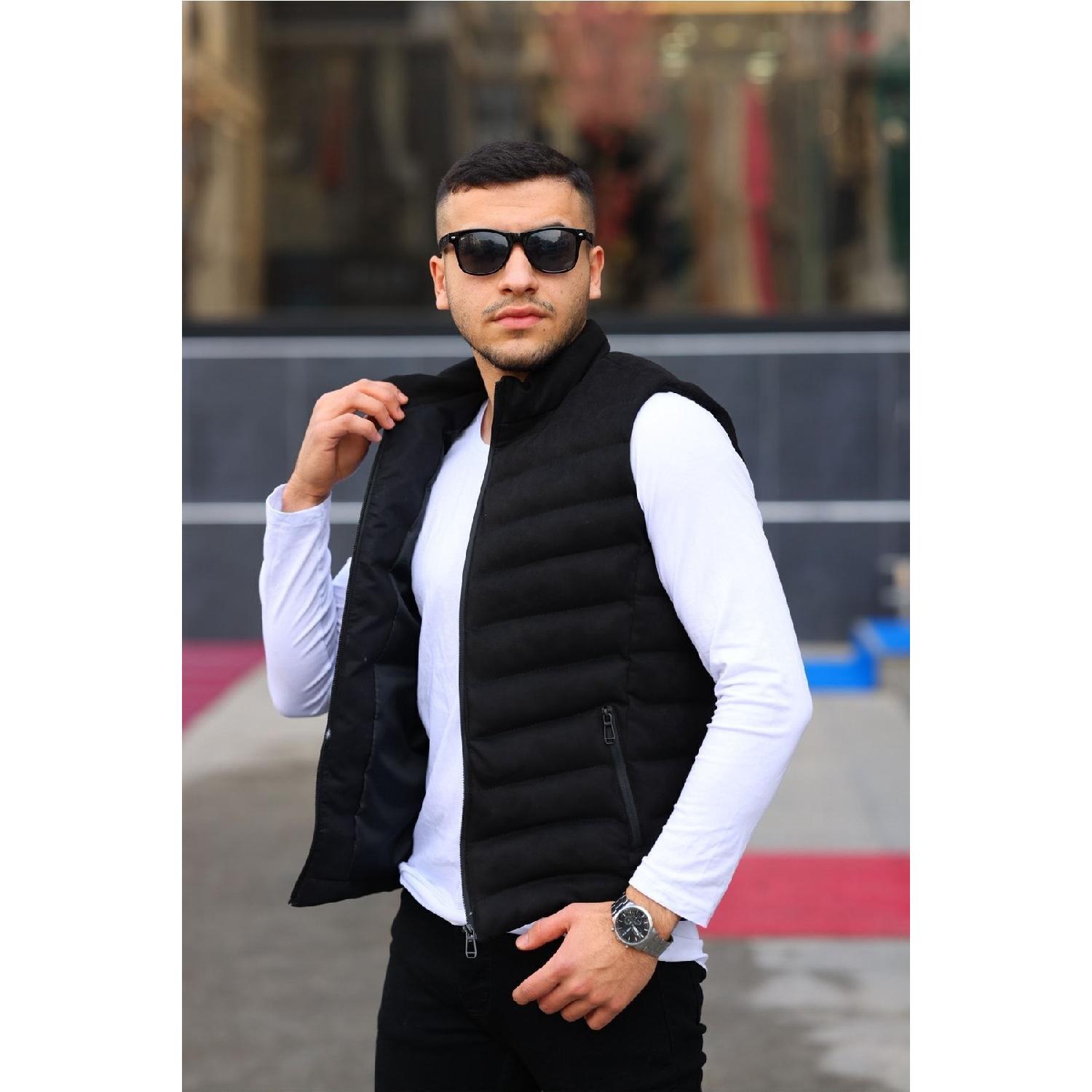 

New Season Men s Inflatable Suede Vest S чёрный