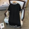 Plus Size Slimming Mid-Length Loose Dress for Women - Round Neck, Sizes 200/300/350 Jin, Style 7117