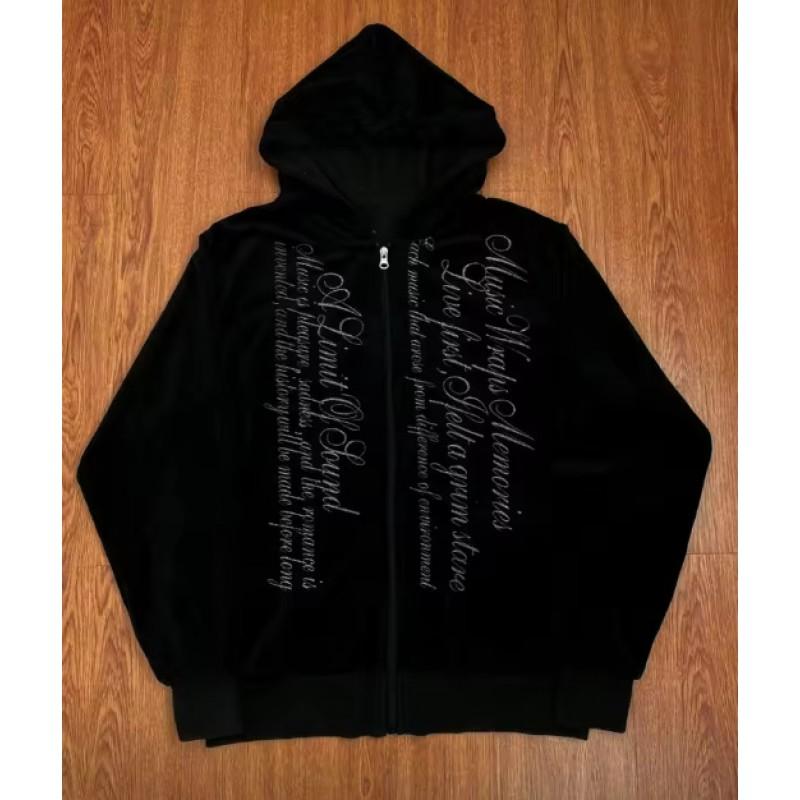 Y2K Vintage Print Rits Hoodie Dames Streetwear Casual Gothic Sweatshirt